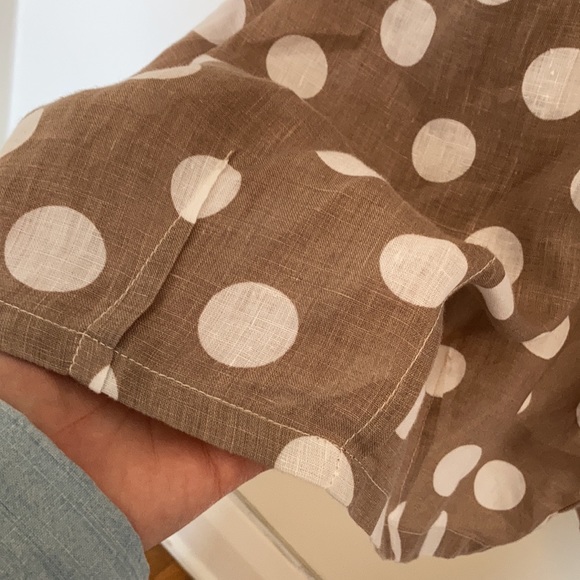 Blitz Taupe & White Polka Dot Linen Tulip Hem Dress Size Large BNWOT - Picture 8 of 12